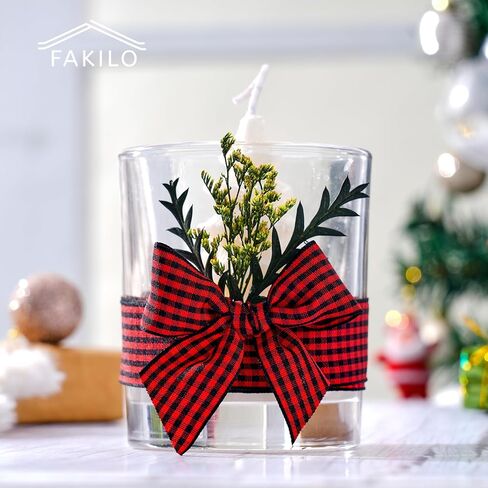 Red Gingham Ribbon 1 inch, 25 Yards Roll Red and White Buffalo Plaid Ribbon Polyester Check Ribbon for Christmas Gift Wrapping DIY Crafts Hair Accessories and Home Decor in Kuwait