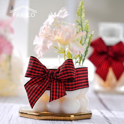 Red Gingham Ribbon 1 inch, 25 Yards Roll Red and White Buffalo Plaid Ribbon Polyester Check Ribbon for Christmas Gift Wrapping DIY Crafts Hair Accessories and Home Decor in Kuwait