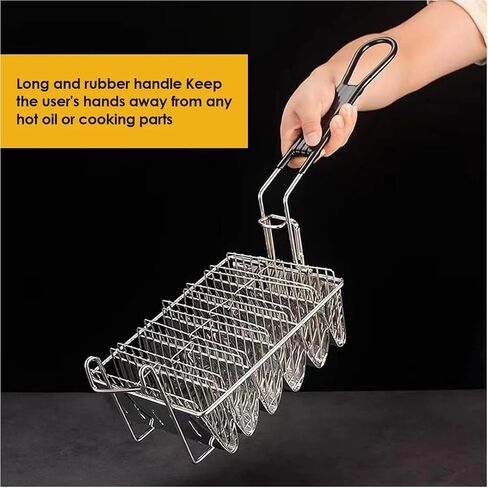 Taco Fryer Basket, Stainless Steel Taco Shell Fry Basket Tortilla Frying Basket, Taco Shell Maker Deep Fry Basket with Detachable Handle, Taco Holder Stand for Commercial and Home Use in Kuwait