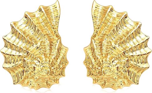 Shell Seashell Earrings for Women,Gold Beach Conch Shell Stud Earrings Gifts for Women in Saudi Arabia