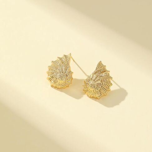 Shell Seashell Earrings for Women,Gold Beach Conch Shell Stud Earrings Gifts for Women in Saudi Arabia