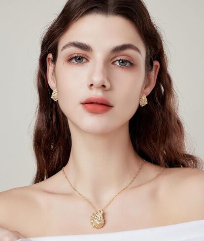 Shell Seashell Earrings for Women,Gold Beach Conch Shell Stud Earrings Gifts for Women in Saudi Arabia