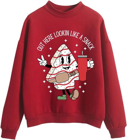 Out Here Looking Like A Snack Sweatshirt Funny Boo Jee Christmas Tree Cake Oversized Crew Neck Sweatshirts in Kuwait