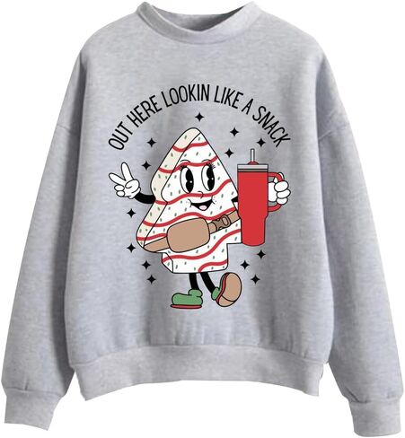 Out Here Looking Like A Snack Sweatshirt Funny Boo Jee Christmas Tree Cake Oversized Crew Neck Sweatshirts in Kuwait