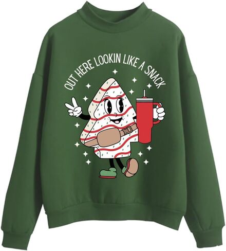 Out Here Looking Like A Snack Sweatshirt Funny Boo Jee Christmas Tree Cake Oversized Crew Neck Sweatshirts in Kuwait