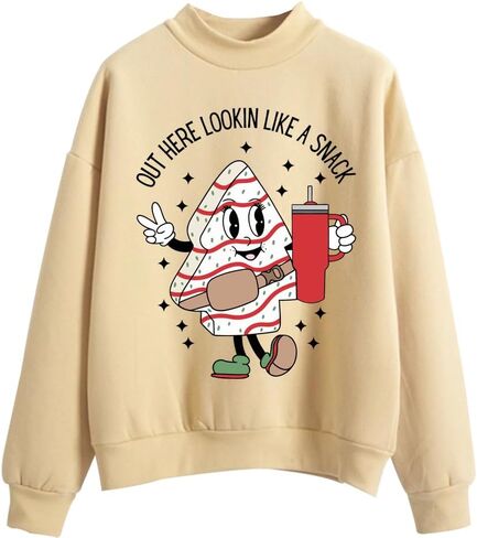 Out Here Looking Like A Snack Sweatshirt Funny Boo Jee Christmas Tree Cake Oversized Crew Neck Sweatshirts in Kuwait