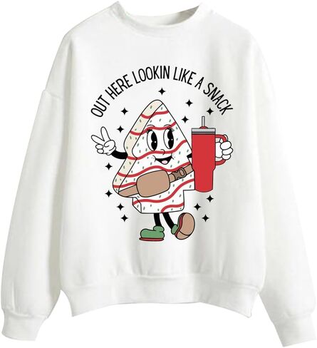 Out Here Looking Like A Snack Sweatshirt Funny Boo Jee Christmas Tree Cake Oversized Crew Neck Sweatshirts in Kuwait