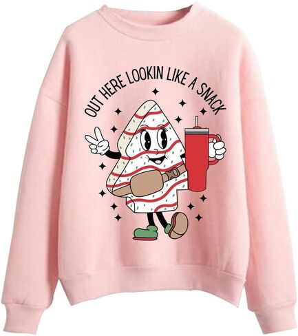 Out Here Looking Like A Snack Sweatshirt Funny Boo Jee Christmas Tree Cake Oversized Crew Neck Sweatshirts in Kuwait