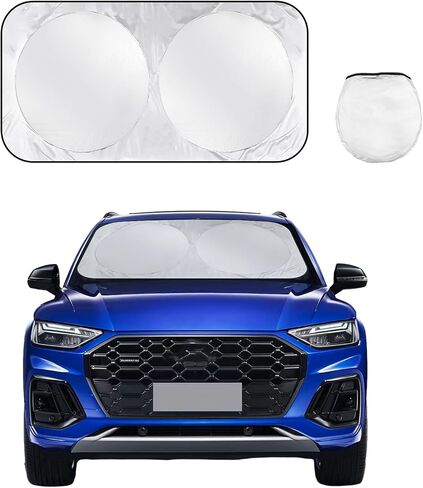 Augeny Car Windshield Sun Shown ، 64 "× 34" عاكسة تلقائية النافذة الأمامية الحماية من أشعة الشمس ، الحماية الداخلية ، وضيق الشمس القابلة للطي كتل الأشعة فوق البنفسجية والحفاظ على سيارتك باردة ، وملحقات السيارات in Saudi Arabia