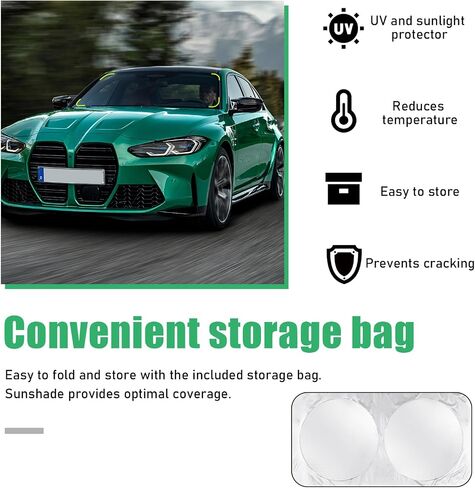 Augeny Car Windshield Sun Shown ، 64 "× 34" عاكسة تلقائية النافذة الأمامية الحماية من أشعة الشمس ، الحماية الداخلية ، وضيق الشمس القابلة للطي كتل الأشعة فوق البنفسجية والحفاظ على سيارتك باردة ، وملحقات السيارات in Saudi Arabia