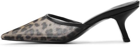 Kitten Heels for Women Pointed Toe Heeled Mules Mesh Low Heel Sandals Suede Leather Slip on Pumps in Saudi Arabia