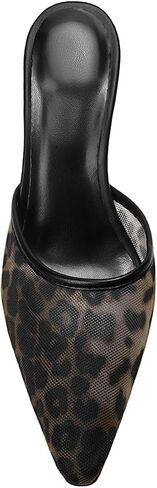 Kitten Heels for Women Pointed Toe Heeled Mules Mesh Low Heel Sandals Suede Leather Slip on Pumps in Saudi Arabia