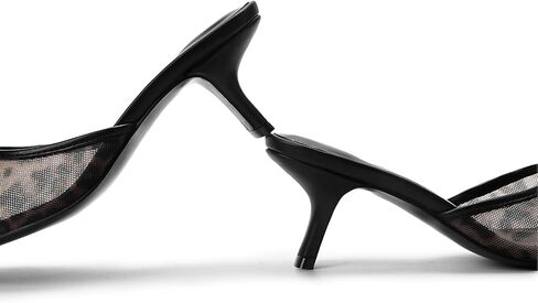 Kitten Heels for Women Pointed Toe Heeled Mules Mesh Low Heel Sandals Suede Leather Slip on Pumps in Saudi Arabia