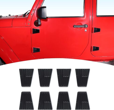 Jimen متوافق مع Jeep Wrangler JK & Unlimited 2007-2018 ، 8pcs American Flag Door Door Cover Cover Trim Office (4 Door ، Black) in Saudi Arabia