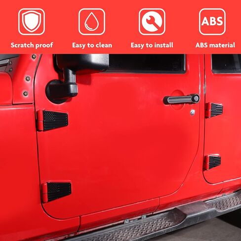 Jimen متوافق مع Jeep Wrangler JK & Unlimited 2007-2018 ، 8pcs American Flag Door Door Cover Cover Trim Office (4 Door ، Black) in Saudi Arabia