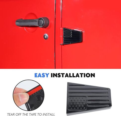 Jimen متوافق مع Jeep Wrangler JK & Unlimited 2007-2018 ، 8pcs American Flag Door Door Cover Cover Trim Office (4 Door ، Black) in Saudi Arabia