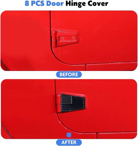 Jimen متوافق مع Jeep Wrangler JK & Unlimited 2007-2018 ، 8pcs American Flag Door Door Cover Cover Trim Office (4 Door ، Black) in Saudi Arabia