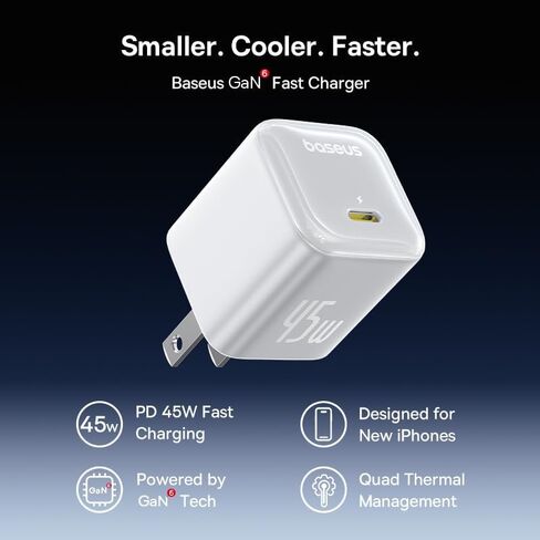 BASEUS 45W Charger ، PICOGO C1 USB C Charger Block Charging Fast Charging ، Type Type C Wall Charger for iPhone16/15/14/13/20 in Kuwait