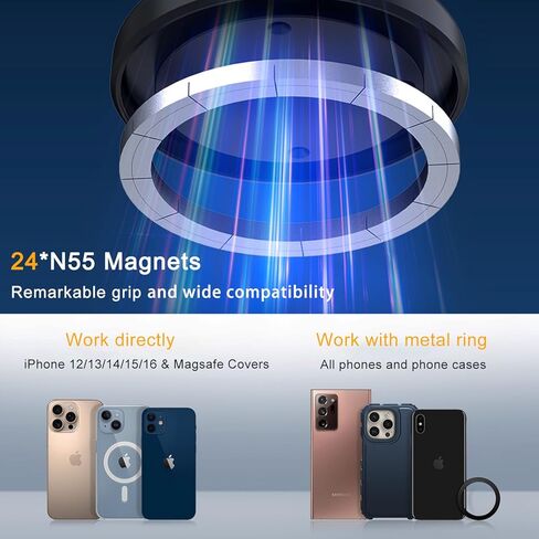 15 واط كهربائي مكنسة شفط كأس شاحن لاسلكي شاحن ، 360 درجة ، حامل الهاتف المغناطيسي للسيارة القابلة للتدوير للصالة الرياضية/الزجاج/السطح الأملس ، متوافق مع Magsafe وجميع الهواتف ، الأسود in Kuwait