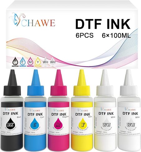 حبر DTF-حبر نقل DTF 600 مل من فيلم PET Film ، حبر إعادة الملء لطابعة DTF EPSON ET-8550 ET-8500 XP-15000 L1800 R1390 R2400 DX5 ، طباعة نقل الحرارة مباشرة إلى الفيلم (100 مل × 6 ، 2W+CMYK) in Saudi Arabia