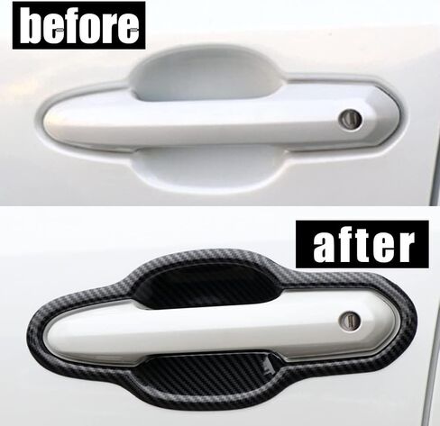 ERIDANUS Auto Accessories Fit for RAV4 2024 2023 2022 2021 2020 2019 Exterior Molding Door Handle Cover Bowl Trim (Black Carbon Fiber Style) ABS 8 PCS in Saudi Arabia