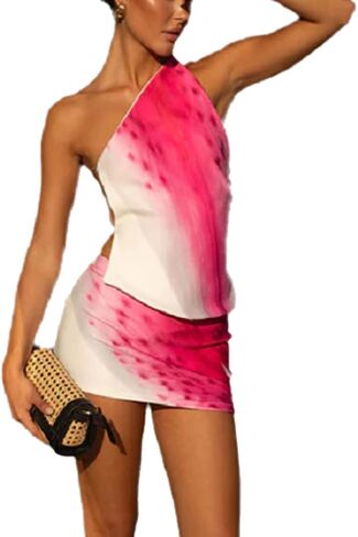 Sexy 2 Piece Skirt Sets for Women Y2K Outfits One Shoulder Backless Cute Skirt Sets Women 2 Piece Outfits 2025 in Saudi Arabia