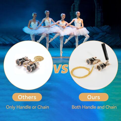 3X25 Opera Glasses for Women with Adjustable Handle & Chain,BK9 Optical Lens, Vintage Compact Mini Theater Binoculars Adults Kids in Opera Musical Concert-White in Saudi Arabia