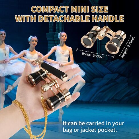 3X25 Opera Glasses for Women with Adjustable Handle & Chain,BK9 Optical Lens, Vintage Compact Mini Theater Binoculars Adults Kids in Opera Musical Concert-White in Saudi Arabia
