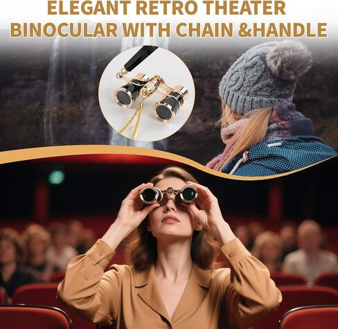 3X25 Opera Glasses for Women with Adjustable Handle & Chain,BK9 Optical Lens, Vintage Compact Mini Theater Binoculars Adults Kids in Opera Musical Concert-White in Saudi Arabia