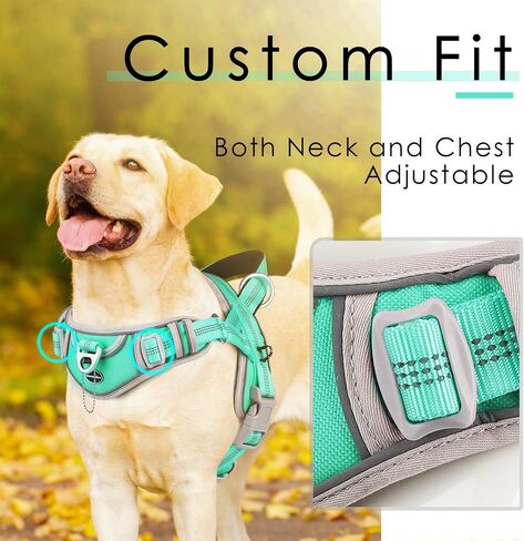 ADVENTUREMORE Dog Harness for Large Dogs No Pull, Sport Dog Halter Harness Reflective Breathable Dog Vest Escape Proof Dog Harness with Easy Control Front Clip Handle for Training Walking L-Blue in Saudi Arabia