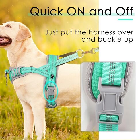 ADVENTUREMORE Dog Harness for Large Dogs No Pull, Sport Dog Halter Harness Reflective Breathable Dog Vest Escape Proof Dog Harness with Easy Control Front Clip Handle for Training Walking L-Blue in Saudi Arabia
