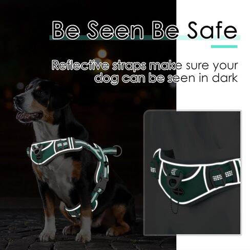 ADVENTUREMORE Dog Harness for Large Dogs No Pull, Sport Dog Halter Harness Reflective Breathable Dog Vest Escape Proof Dog Harness with Easy Control Front Clip Handle for Training Walking L-Blue in Saudi Arabia