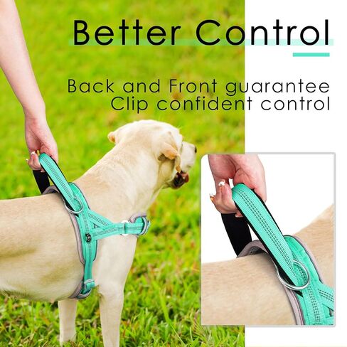 ADVENTUREMORE Dog Harness for Large Dogs No Pull, Sport Dog Halter Harness Reflective Breathable Dog Vest Escape Proof Dog Harness with Easy Control Front Clip Handle for Training Walking L-Blue in Saudi Arabia