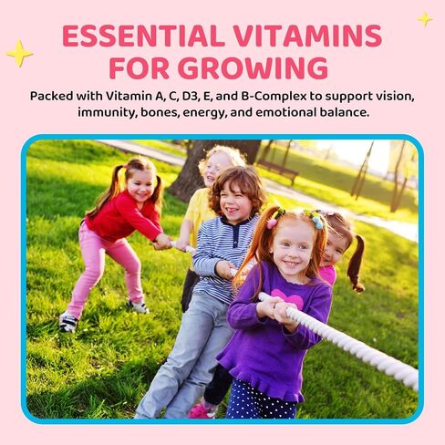 Kids Magnesium Gummies - Magnesium Glycinate Supplement Gummies with L-Theanine, Chamomile & Multivitamins for Sleep, Calm & Focus - Strawberry Banana Center-Filled Gummies 60 ct in Saudi Arabia