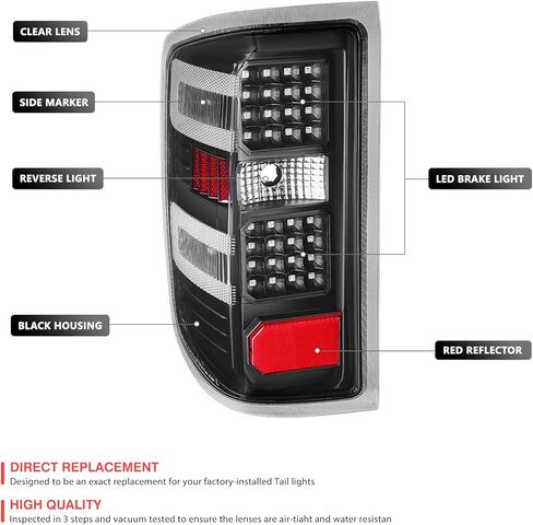 DNA MOTORING TL-CSIL15-LED-CH-CL Tail Light Assembly [Compatible with 14-19 Silverado 1500 2500HD 3500HD] in Saudi Arabia