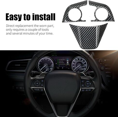 UOIENRT Steering Wheel Frame Strip Button Panel Cover Trim, Carbon Fiber Color Steering Wheel Button Cover Sticker Interior Decoration Trim, Replacement for Toyota Avalon Camry 2018-2024 in Saudi Arabia