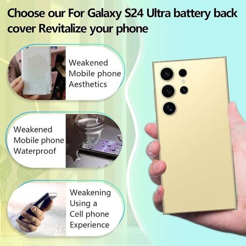 استبدال زجاج الغطاء الخلفي لـ Samsung Galaxy S24 Ultra 5G 2024 استبدال الزجاج الخلفي الخلفي مع مجموعات أدوات الإصلاح (اللون: أسود) in Kuwait