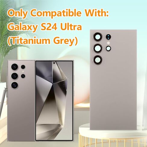 استبدال زجاج الغطاء الخلفي لـ Samsung Galaxy S24 Ultra 5G 2024 استبدال الزجاج الخلفي الخلفي مع مجموعات أدوات الإصلاح (اللون: أسود) in Kuwait