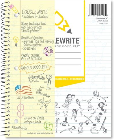 College Ruled Wirebound Spiral Notebook, 3 Pack, Includes Doodle Prompts to Keep Focus, Spark Creativity/Imagination, Relieve Stress, 11" x 8.5", 60 Sheets/120 Pages in Saudi Arabia