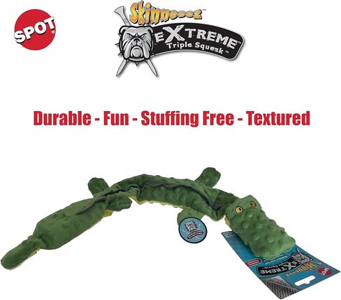 SPOT Skinneeez Extreme Triple Squeak Snake - Durable, Stuffing-Free Dog Toy with Rip-Stop Mesh & 3 Jumbo Squeakers, Built for Aggressive Chewers - Perfect for Medium to Large Dogs & Puppies, 25 inch in Kuwait