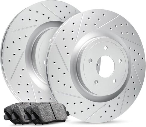 R1 Concepts Front Brake Kit For 2019-2022 Acura RDX| Drilled Slotted Brake Rotors| Ceramic Brake Pads and Rotors Kit| Hardware included in Saudi Arabia