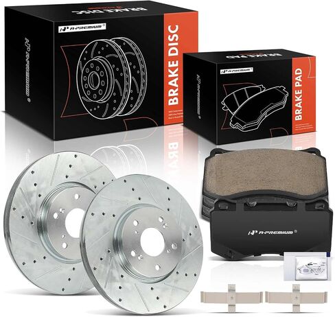 A-Premium 12.21 Inch (310mm) دوارات فرامل القرص المحفورة والمنزولة + مجموعة منصات السيراميك متوافقة مع نماذج Acura المختارة-TL 2004 2005 2006 2007 2008 ، 6-PC Set in Saudi Arabia