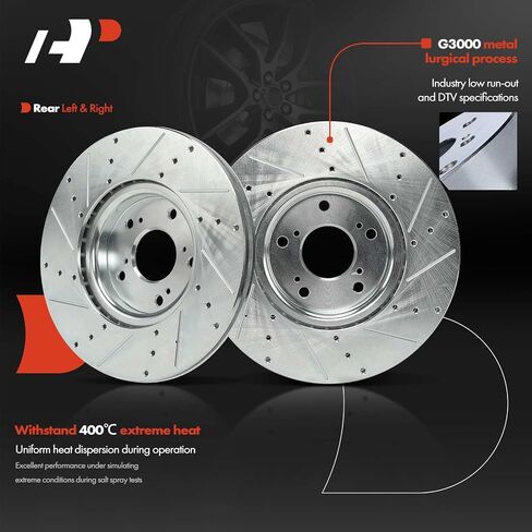 A-Premium 12.21 Inch (310mm) دوارات فرامل القرص المحفورة والمنزولة + مجموعة منصات السيراميك متوافقة مع نماذج Acura المختارة-TL 2004 2005 2006 2007 2008 ، 6-PC Set in Saudi Arabia