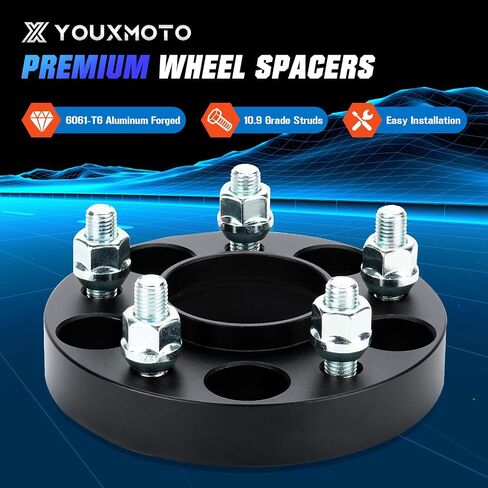 youxmoto 4pcs 5x4.5 1inch فواصل العجلة تتناسب مع Dodge Avenger Caliber Stealth ، 5x114.3 محولات مزورة مع m12x1.5 studs 67.1mm bore hub for Ford Escape 2001-2012 ، Fusion 2006-2012 in Saudi Arabia