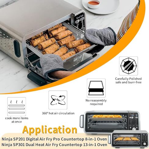 GCQ Air Fryer Replacement Parts for Ninja Foodi 13 in 1 SP351 SP301 Air Fry Countertop Toaster Oven, 13.5''×12.3'' Stainless Steel Air Fryer Wire Rack Accessories Roasting Steamer Grill Racks Tray in Kuwait