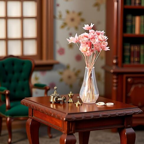 Pink Mini Flower Vase, 1/12 Scale Miniature Dollhouse Accessories Decor, Doll House Mini Flower Bowl Elegant Decoration for Mini Scene, Décor, Decorations in Kuwait