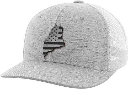 Greater Half Maine Blk Leather Patch Trucker Hat – USA Made Adjustable Snapback Mesh Cap – United – 6-Panel Mid Profile in Kuwait