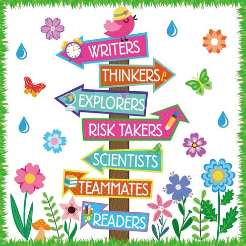 Spring Bulletin Board Spring Floral Careers Signpost Flower Paper Cutouts When You Enter Our Classroom You Are Bulletin Boards for Library Reading Center School Wall Decorations for Teacher Student in Saudi Arabia