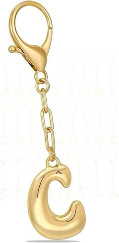 Initial Bag Charms Keychain A-Z, Mini Cute Bag Charms, Durable Metal Keychain, Gift for Women in Saudi Arabia
