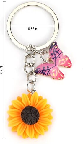 Butterfly Bee Sunflower Keychain for Women, Sunflower Bag Charms Gifts for Mom,Daughter,Friends,Teacher in Saudi Arabia